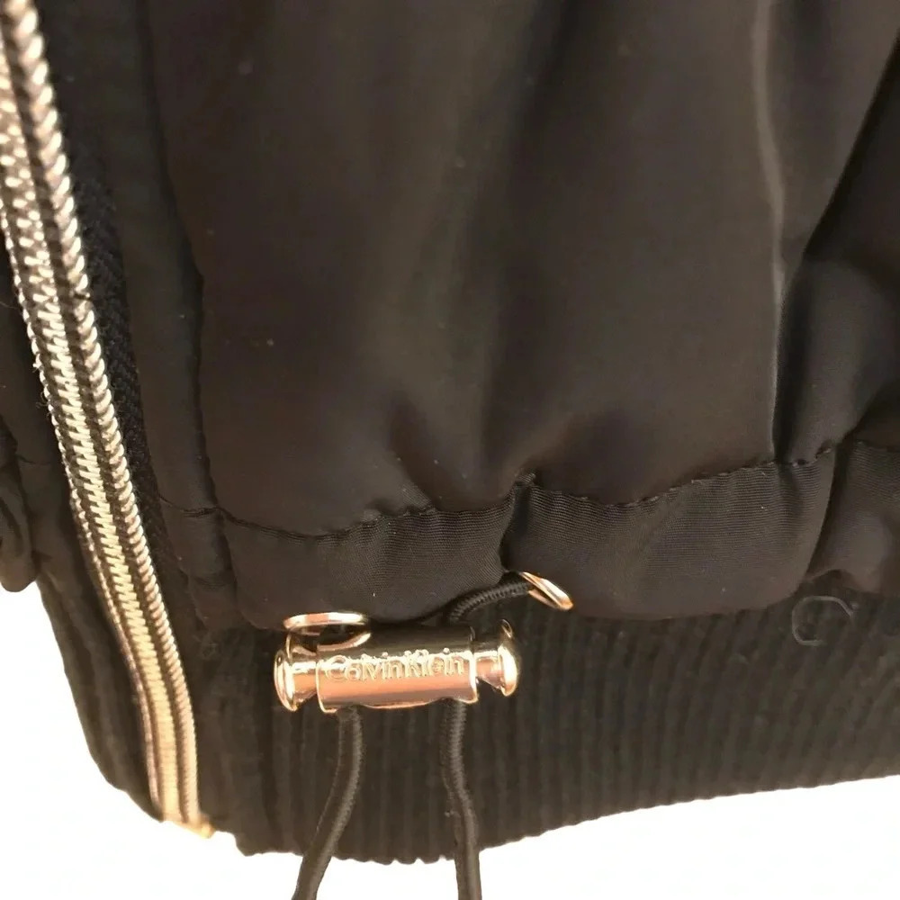 Calvin Klein Performance Sleeveless Faux Fur Collar Black Zip Vest - Picture 4 of 13